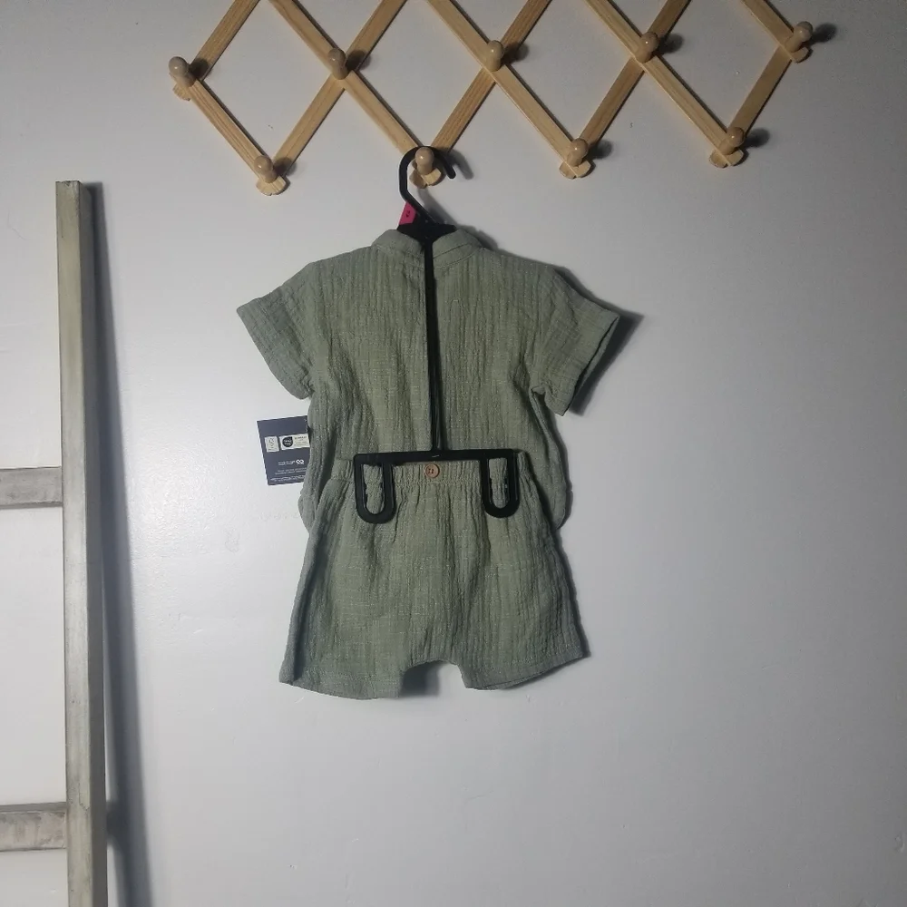 NWT MODERN MOMENTS GREEN BUTTON DOWN SHORT OUTFIT SIZE 18 MONTHS